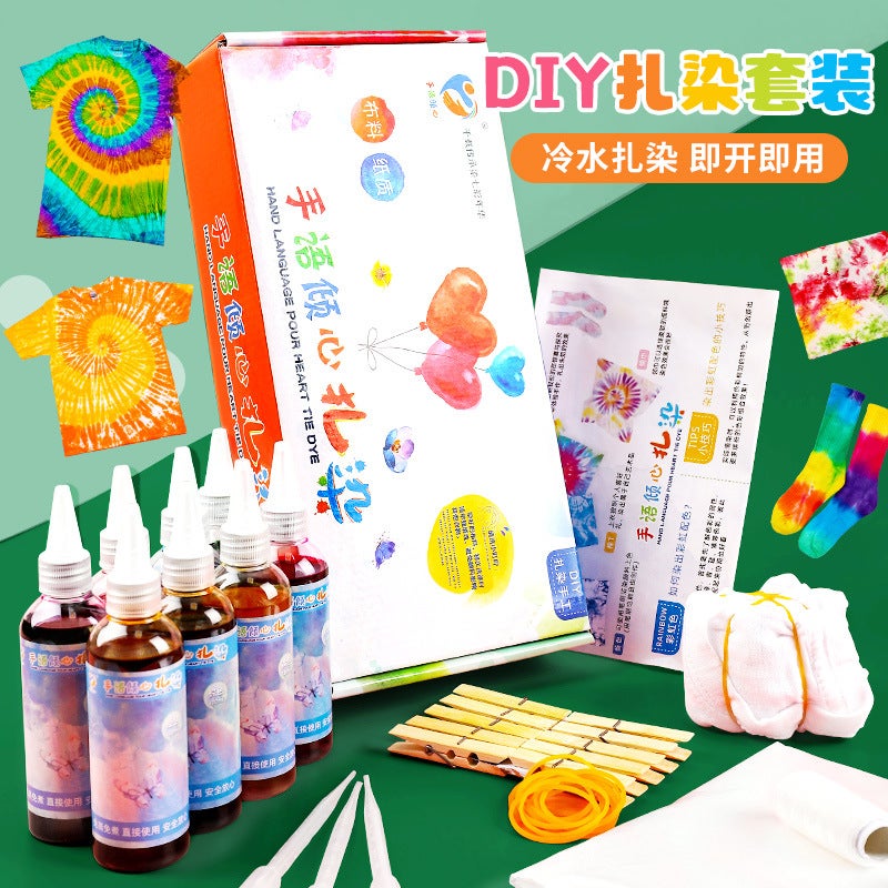 Tie-Dye Dye Diy Material Package Tool Set Special No-Boil Pigment Clothes Square Scarf Canvas Bag Kidsren'S Handmade - Image 1
